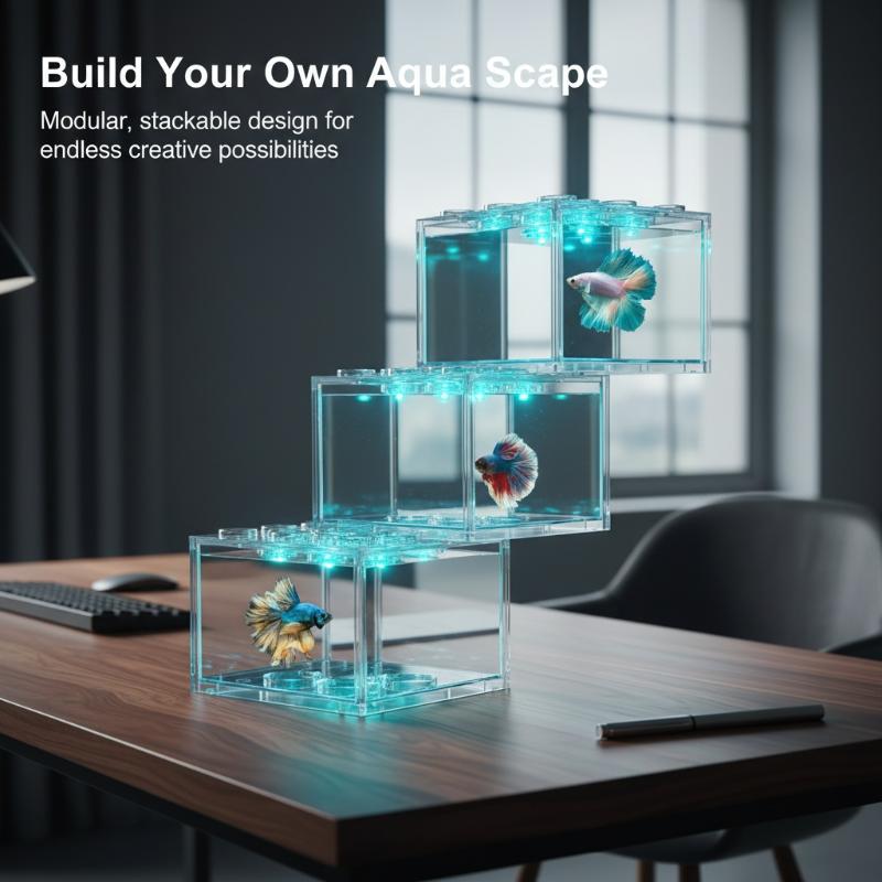 Live Fish Aquarium - Миниатюрный акриловый аквариум-контейнер для рыбок, штабелируемый,